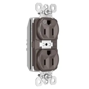 PASS AND SEYMOUR PTTR5262SCCH Duplex Receptacle, Spec Grade, Plug Load Controllable, 15A, 125V, Brown | CH4HKG