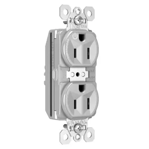 PASS AND SEYMOUR PTTR5262SCCHGRY Duplex Receptacle, Spec Grade, Plug Load Controllable, 15A, 125V, Gray | CH4HKH