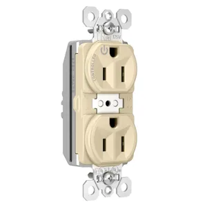 PASS AND SEYMOUR PTTR5262SCCHI Duplex Receptacle, Spec Grade, Plug Load Controllable, 15A, 125V, Ivory | CH4HKL