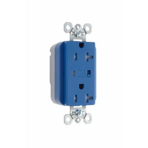PASS AND SEYMOUR PTTR5362-BLSP Duplex Receptacle, 125V, Tamper Resistant, Surge Protective, Blue | CH4HMU