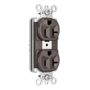 PASS AND SEYMOUR PTTR5362SCCH Duplex Receptacle, Spec Grade, Plug Load Controllable, 20A, 125V, Brown | CH4HLA