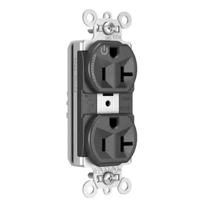 PASS AND SEYMOUR PTTR5362SCCHBK Duplex Receptacle, Spec Grade, Plug Load Controllable, 20A, 125V, Black | CH4HKW