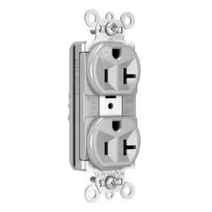 PASS AND SEYMOUR PTTR5362SCCHGRY Duplex Receptacle, Spec Grade, Plug Load Controllable, 20A, 125V, Gray | CH4HLC