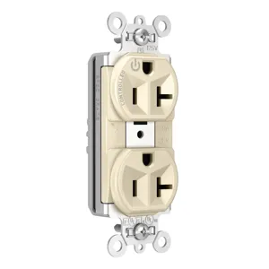 PASS AND SEYMOUR PTTR5362SCCHLA Duplex Receptacle, Spec Grade, Plug Load Controllable, 20A, 125V, Light Almond | CH4HLJ