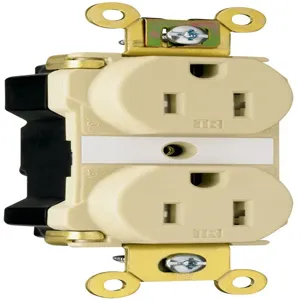 PASS AND SEYMOUR PTTR62-I Extra Heavy Duty Duplex Receptacle, Tamper Resistant, 15A, 125V, Ivory | CH4HDB