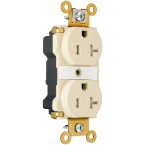 PASS AND SEYMOUR PTTR63 Extra Heavy Duty Duplex Receptacle, Tamper Resistant, 20A, 125V, Brown | CH4HDE