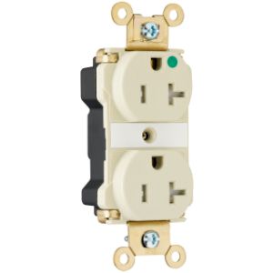 PASS AND SEYMOUR PTTR63-HI Tamper Resistant Duplex Receptacle, Hospital Grade, 20A, 125V, Ivory | CH4GXC