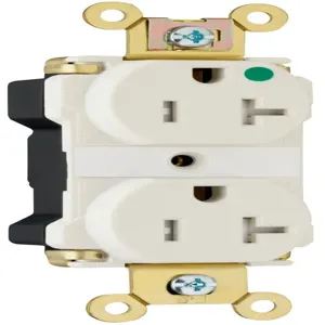 PASS AND SEYMOUR PTTR63-HLA Tamper Resistant Duplex Receptacle, Hospital Grade, 20A, 125V, Light Almond | CH4GXD