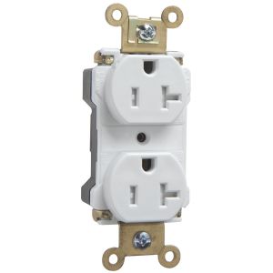 PASS AND SEYMOUR PTTR63-W Extra Heavy Duty Duplex Receptacle, Tamper Resistant, 20A, 125V, White | CH4HDJ