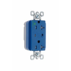 PASS AND SEYMOUR PTTR8300-BLSP Tamper Resistant Duplex Receptacle, Hospital Grade, Surge Protective, Blue | CH4HBA
