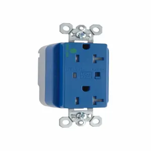 PASS AND SEYMOUR PTTR8300-BLSP Tamper Resistant Duplex Receptacle, Hospital Grade, Surge Protective, Blue | CH4HBA