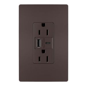 PASS AND SEYMOUR R26USBAC6DBCCV4 USB Charger Receptacle, Tamper Resistant, Ultra Fast, A/C Outlet, 15A | CH4HYX