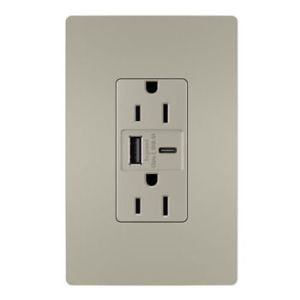PASS AND SEYMOUR R26USBAC6NICCV4 USB Charger Receptacle, Tamper Resistant, Ultra Fast, A/C Outlet, 15A | CH4HYU