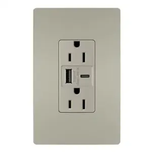 PASS AND SEYMOUR R26USBAC6NICCV4 USB Charger Receptacle, Tamper Resistant, Ultra Fast, A/C Outlet, 15A | CH4HYU