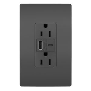 PASS AND SEYMOUR R26USBACBK USB Charger Receptacle, Tamper Resistant, A/C Outlet | CH4HUY