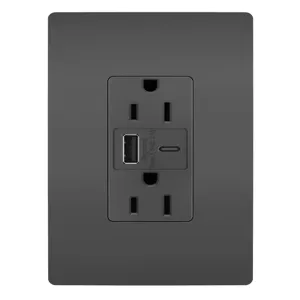 PASS AND SEYMOUR R26USBACBK USB Charger Receptacle, Tamper Resistant, A/C Outlet | CH4HUY