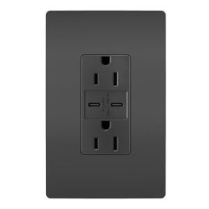 PASS AND SEYMOUR R26USBCC6BK USB Charger Receptacle, Tamper Resistant, Ultra Fast, C/C Outlet, 15A | CH4HYR