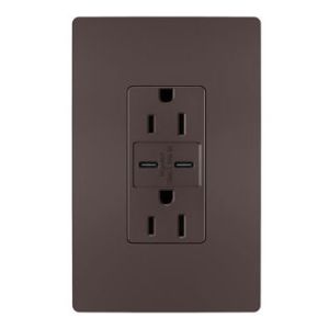 PASS AND SEYMOUR R26USBCC6DBCCV4 USB Charger Receptacle, Tamper Resistant, Ultra Fast, C/C Outlet, 15A | CH4HYQ