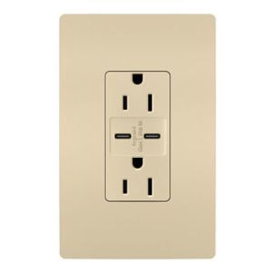 PASS AND SEYMOUR R26USBCC6I USB Charger Receptacle, Tamper Resistant, Ultra Fast, C/C Outlet, 15A | CH4HYP