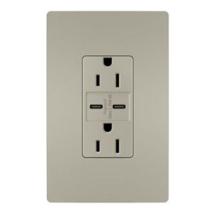 PASS AND SEYMOUR R26USBCC6NICCV4 USB Charger Receptacle, Tamper Resistant, Ultra Fast, C/C Outlet, 15A | CH4HYM