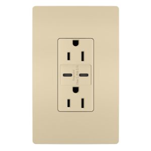 PASS AND SEYMOUR R26USBCCI USB Charger Receptacle, Tamper Resistant, C/C Outlet, 15A | CH4HZF