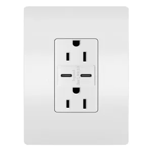 PASS AND SEYMOUR R26USBCCW USB Charger Receptacle, Tamper Resistant, C/C Outlet, 15A | CH4HZG