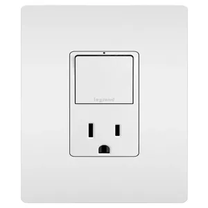 PASS AND SEYMOUR RCD38TRW Combination Switch, Single Pole, 3 Way, With Tamper Resistant Outlet, 15A | CH4JDN