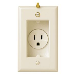 PASS AND SEYMOUR S3713-LA Clock Hanger Receptacles, Recessed Smooth Wall Plate, 15A, 125V, Light Almond | CH4BMY