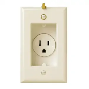 PASS AND SEYMOUR S3713-LA Clock Hanger Receptacles, Recessed Smooth Wall Plate, 15A, 125V, Light Almond | CH4BMY