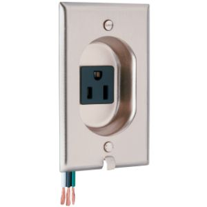 PASS AND SEYMOUR S3733-SS Clock Hanger Receptacles, Recessed with Stainless Steel Wall Plate, 15A, 125V | CH4BNA