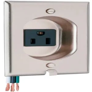 PASS AND SEYMOUR S3733-SS Clock Hanger Receptacles, Recessed with Stainless Steel Wall Plate, 15A, 125V | CH4BNA