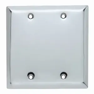 PASS AND SEYMOUR SB23-CH Blank Wall Plate, Box Mounted, 2 Gang, Chrome | CH4BHC