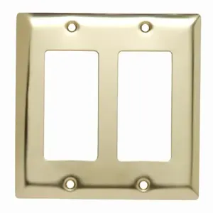 PASS AND SEYMOUR SB262-PB Decorator Opening Wall Plate, 2 Gang, Polished Brass | CH4CPJ