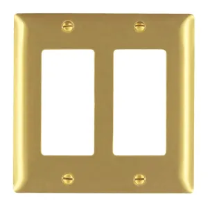 PASS AND SEYMOUR SB262 Decorator Opening Wall Plate, 2 Gang, Brass | CH4CNU