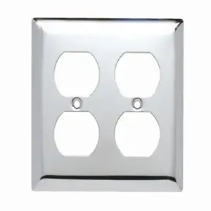 PASS AND SEYMOUR SB82-CH Wall Plate, Duplex Receptacle Opening, 2 Gang, Chrome | CH4CWV