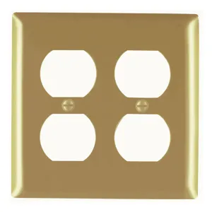 PASS AND SEYMOUR SB82 Wall Plate, Duplex Receptacle Opening, 2 Gang, Brass | CH4CWN