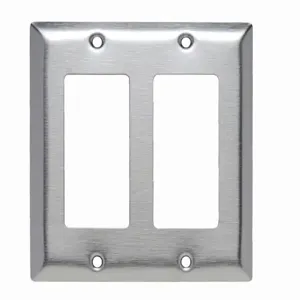 PASS AND SEYMOUR SL262 Decorator Opening Wall Plate, 2 Gang, 430 Stainless Steel | CH4CNQ