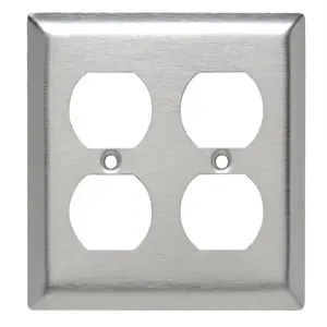 PASS AND SEYMOUR SL82 Wall Plate, Duplex Receptacle Opening, 2 Gang, 430 Stainless Steel | CH4CWK