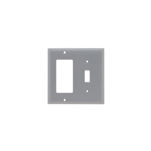 PASS AND SEYMOUR SP126-GRY Combination Opening Wall Plate, 1 Toggle Switch And 1 Decorator, 2 Gang | CH4BTR