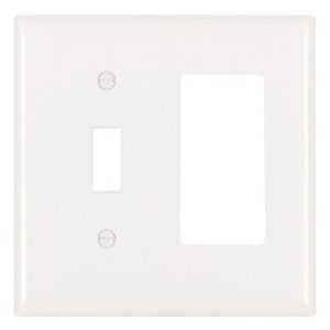 PASS AND SEYMOUR SP126-W Combination Opening Wall Plate, 1 Toggle Switch And 1 Decorator, 2 Gang | CH4BUD