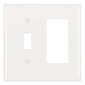 PASS AND SEYMOUR SP126-W Combination Opening Wall Plate, 1 Toggle Switch And 1 Decorator, 2 Gang | CH4BUD