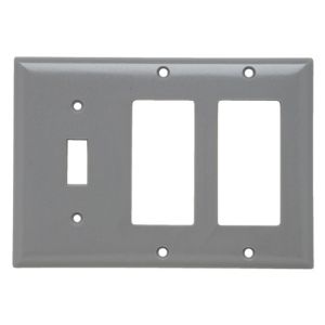 PASS AND SEYMOUR SP1262-GRY Kombinations-Wandplatte mit Öffnung, 1 Kippschalter und 2 Dekoratoren, 3-fach | CH4BVP