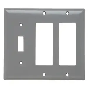 PASS AND SEYMOUR SP1262-GRY Combination Opening Wall Plate, 1 Toggle Switch And 2 Decorator, 3 Gang | CH4BVP