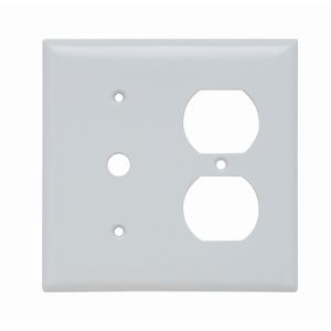 PASS AND SEYMOUR SP128-W Combination Opening Wall Plate, 1 Telephone And 1 Duplex Receptacle, 2 Gang | CH4BRH