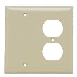PASS AND SEYMOUR SP138-I Kombinations-Wandplatte mit Öffnung, 1 Blind- und 1 Duplex-Steckdose, 2-fach | CH4BPD