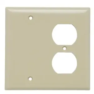 PASS AND SEYMOUR SP138-I Combination Opening Wall Plate, 1 Blank And 1 Duplex Receptacle, 2 Gang | CH4BPD