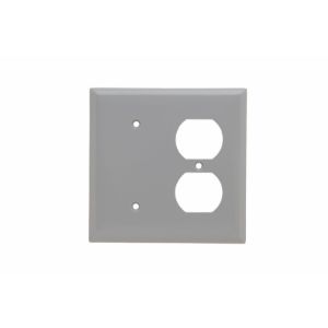 PASS AND SEYMOUR SP148-GRY Kombinations-Wandplatte mit Öffnung, 1 Blind- und 1 Duplex-Steckdose, 2-fach | CH4BPB