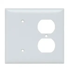 PASS AND SEYMOUR SP148-W Combination Opening Wall Plate, 1 Blank And 1 Duplex Receptacle, 2 Gang | CH4BPN