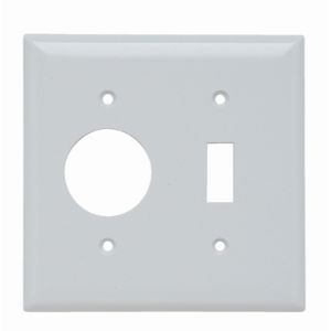 PASS AND SEYMOUR SP17-I Kombinations-Wandplatte mit Öffnung, 1 Kippschalter und 1 Steckdose, 2-fach | CH4BVK