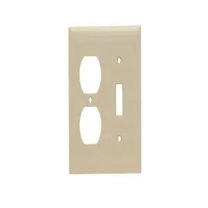 PASS AND SEYMOUR SP18-I Combination Opening Wall Plate, 1 Toggle Switch And 1 Duplex Receptacle, 2 Gang | CH4BUT